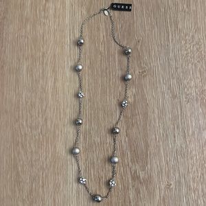NWT GUESS 34” Silver Tone and Rhinestone Necklace